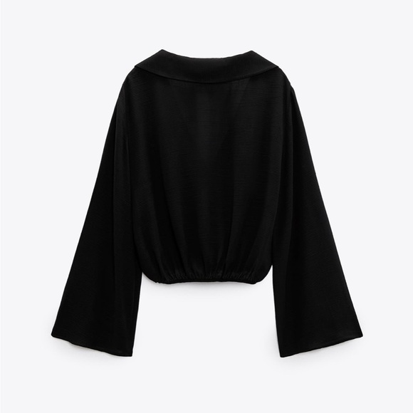 ZARA CROPPED WRAP FRONT BLOUSE - Picture 2 of 3